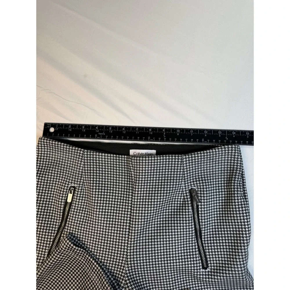 Calvin Klein Houndstooth Pull On Dress Pants Womens 6 Black White S19P429R